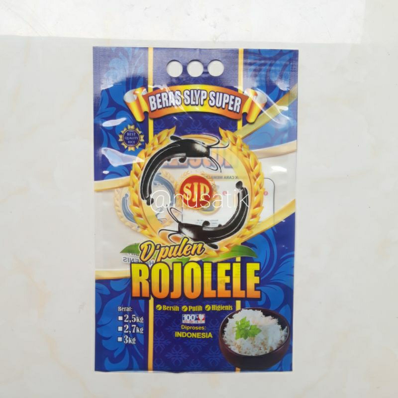 100pcs kemasan plastik laminasi beras rojolele 2,5kg / 2,7kg / 3kg