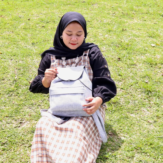 Bayar di Tempat COD Tas Ransel Serut Bahan Kanvas KANTONG Depan Ukuran Medium tas punggung wanita