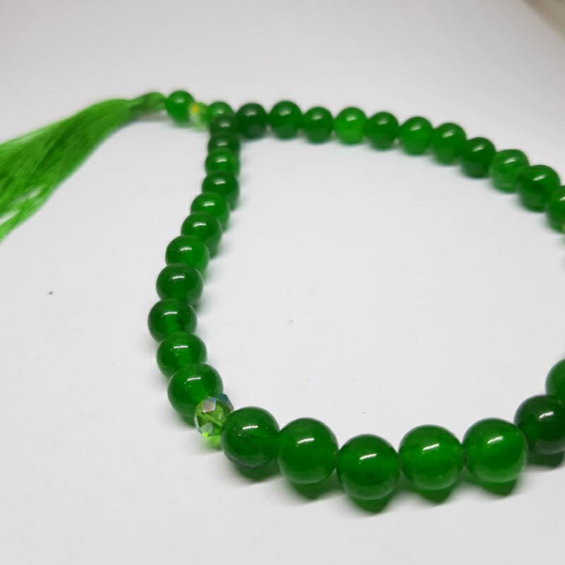 Tasbih Batu Giok Hijau Kristal 8mm 33Butir