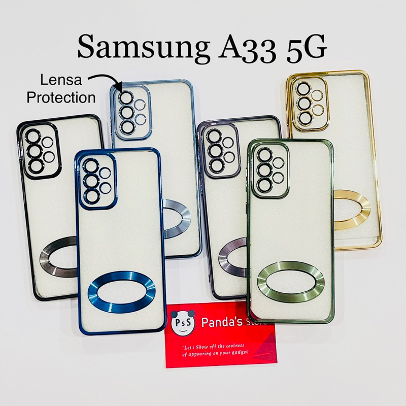 Softcase Samsung A33 5G Lens Protector Circle Chrome Logo Clear Case