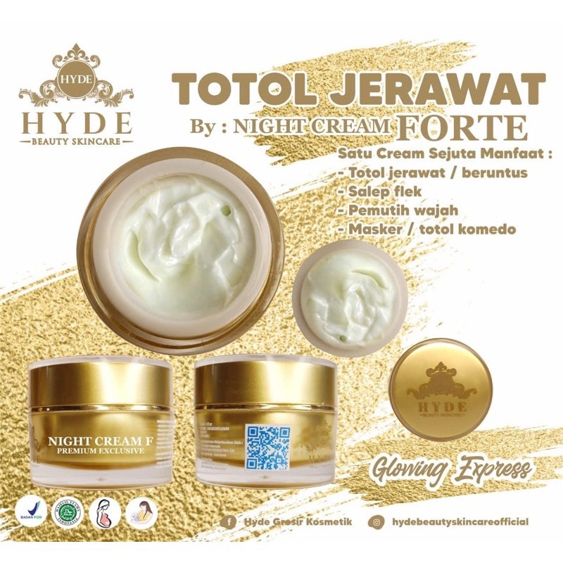 NIGHT CREAM FORTE TOTOL JERAWAT  HYDE BEAUTY SKINCARE ORIGINAL 100%