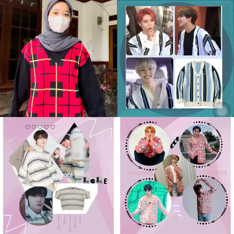 (ready) bisa cod| Cardigan Sweater rajut chenle jisung taeyong haechan yangyang taehyung jaemin nct 