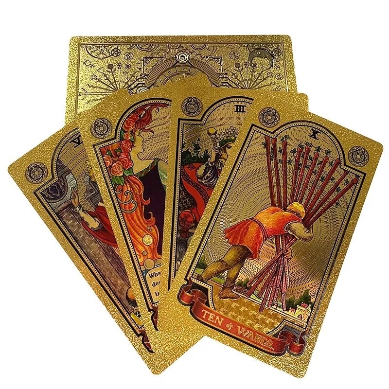 Gold Foil Tarot Rider Waite Tarot GOLD Pvc Waterproff with manual paper