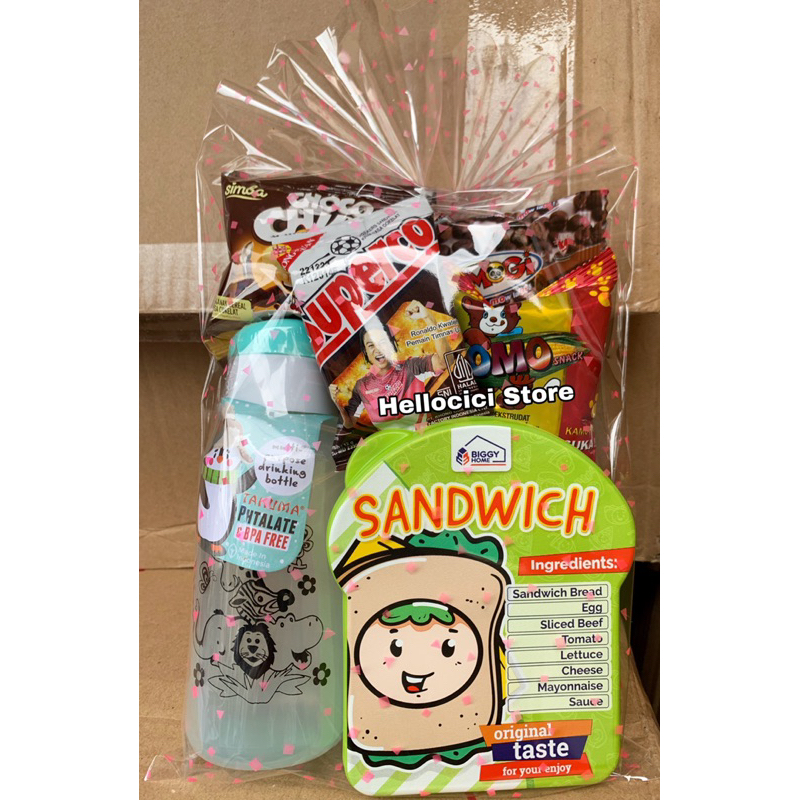 

PARCEL BINGKISAN SNACK + LUNCH BOX BOTOL MINUM KEMASAN ULTAH