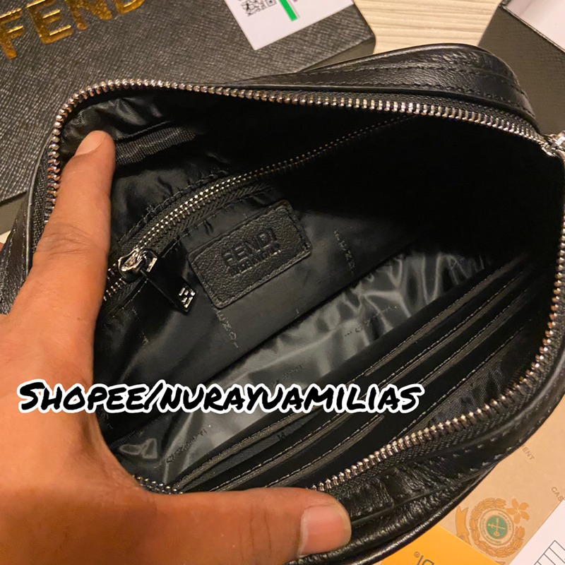 Tas handbag pria fendi kulit asli import clutch pria branded tas Pouch bag pria kulit asli