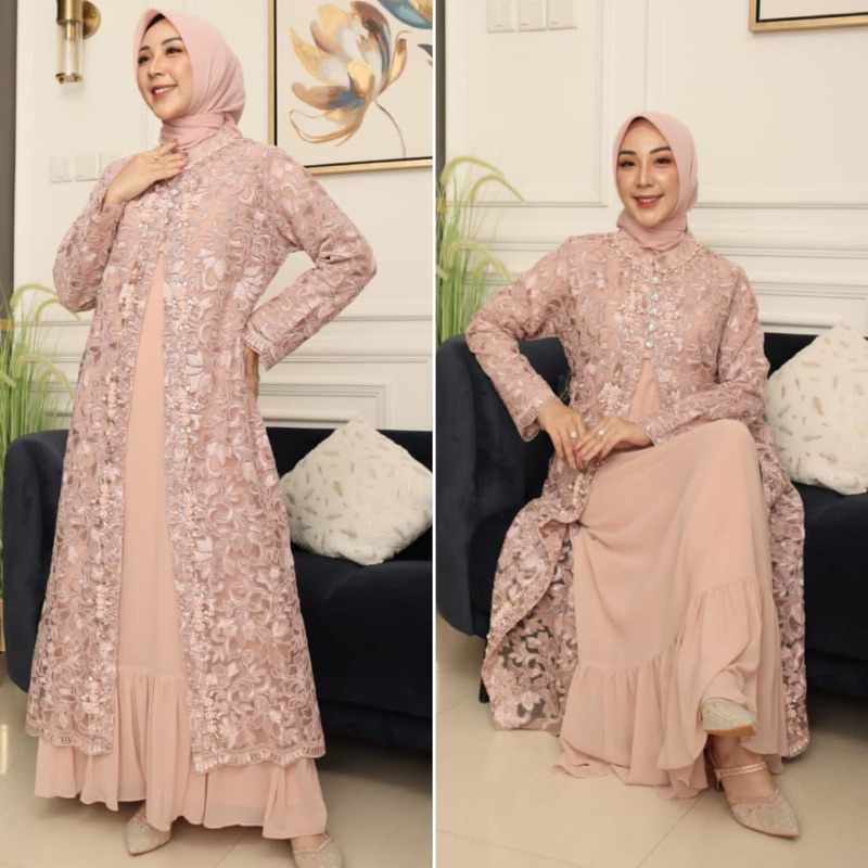 ERINA Dress - Baju Pesta Lamaran - Brukat Mewah - Seragam Pernikahan - Pakaian Kondangan - Gamis Out
