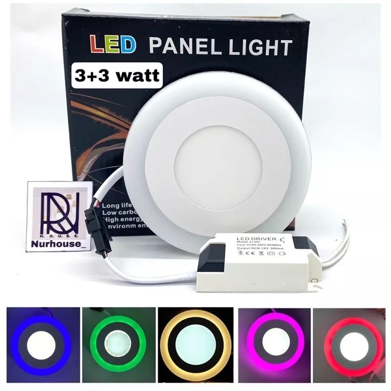 LED panel downlight 2 warna 3 Watt + 3 watt