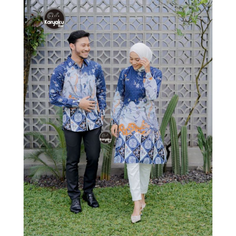 [BISA COD] COUPLE TUNIK KEMEJA BATIK COUPLE MODERN BATIK TRENDING INTERNATIONAL COUPLE