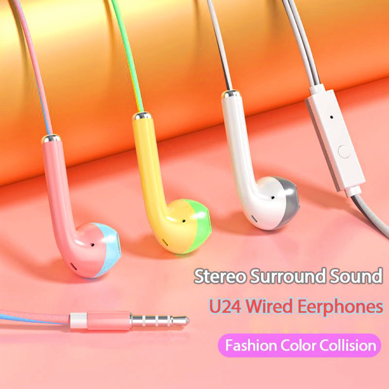 Headset Handsfree Macaron Stereo Earphone+Microphone