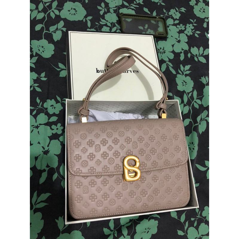 preloved buttonscarves bag PL bs monogram taupe medium tas