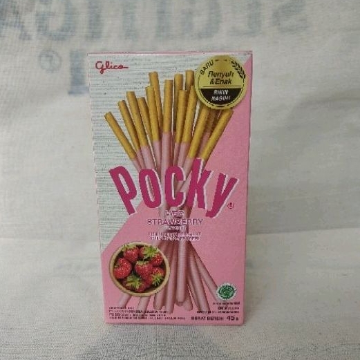 

Pocky STRAWBERRY 45 gr , stik stick glico Box Snack Stroberi PINK expired 05/2025