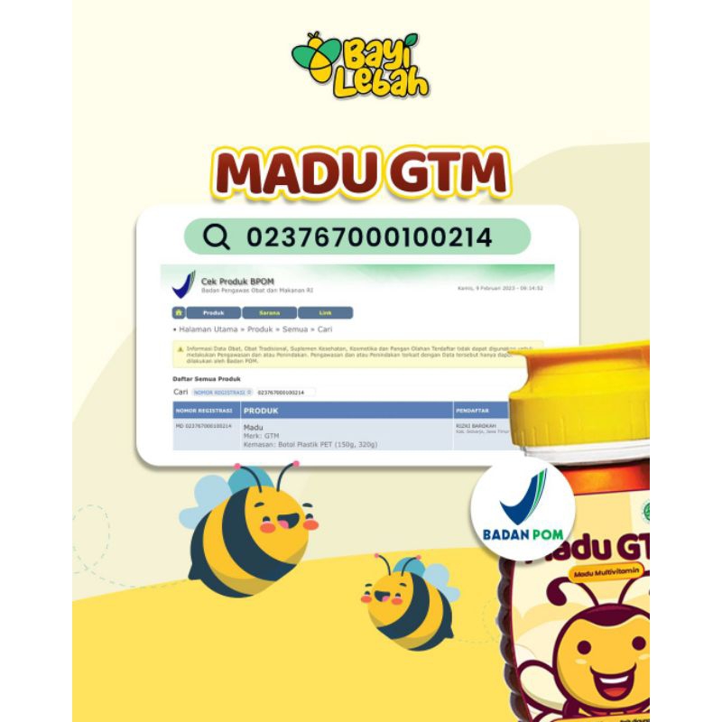 MADU GTM 150gr | MADU Penambah Nafsu Makan | Madu Original 100% | Madu Anak dan Bayi