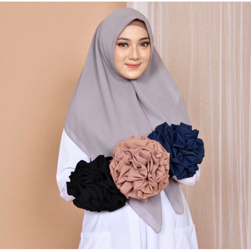 Cepol Ikat Rambut Scrunchie Jumbo Hijab Mawar Premium