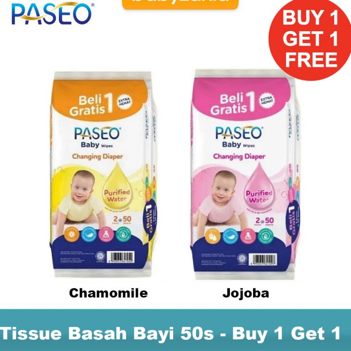 Paseo Tissue Basah Bayi / Baby Wet Wipes BUY ONE GET ONE ANTI BAKTERI PURIFIED WATER 80'S