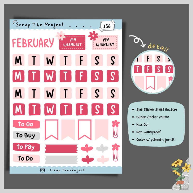 

STICKER PLANNER JOURNAL / STICKER MONTHLY DIARY / STP - 156