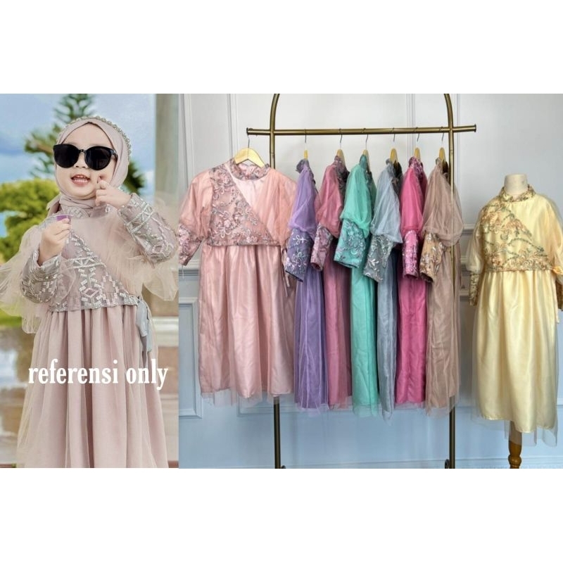 DRESS HAVVA KID, BRUKAT VELVET, GAMIS HIJAB MUSLIM, MAXY DRESS, 3 UKURAN