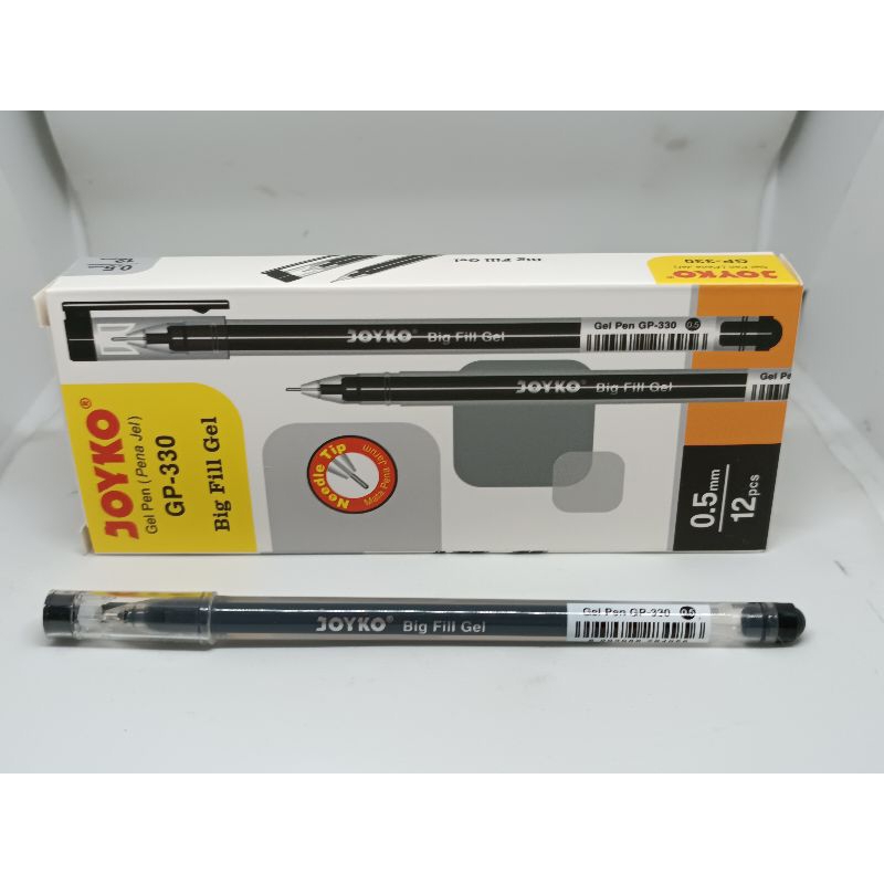 Pulpen Gel Hitam Tajam Joyko GP 285 GP 330 1 pak isi 12 pulpen