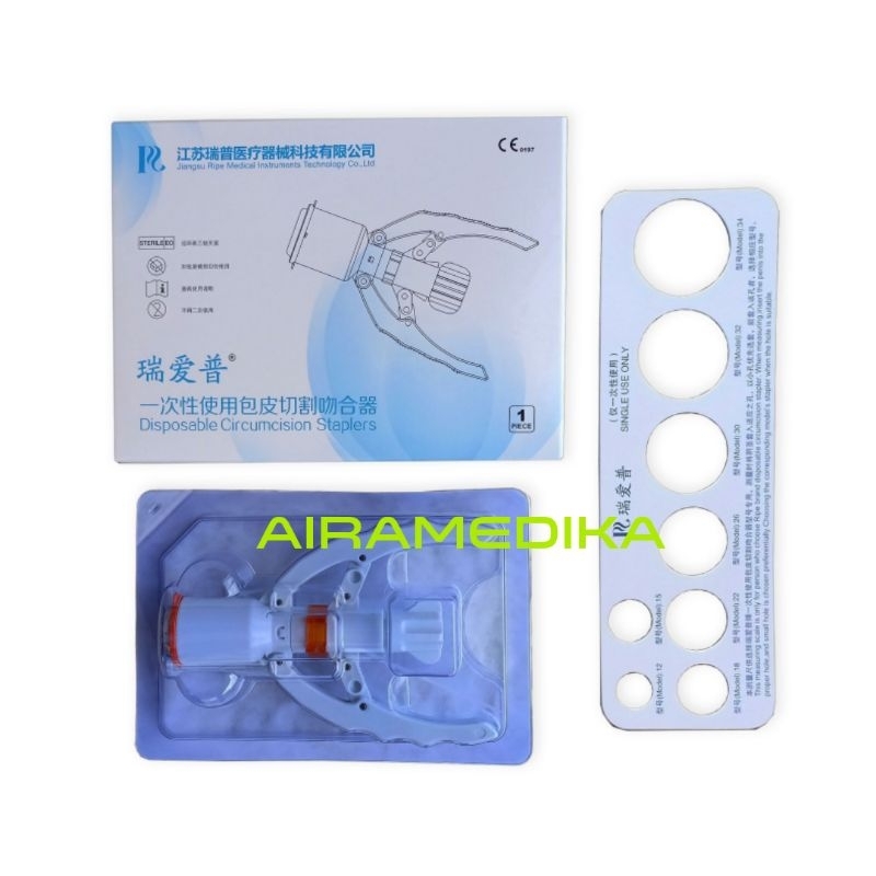 

Alat Sunat Stapler RIPE With Gasget Silicon / Alat Khitan Modern Stapler size 12,15,18, 22, 26, 30,32,34