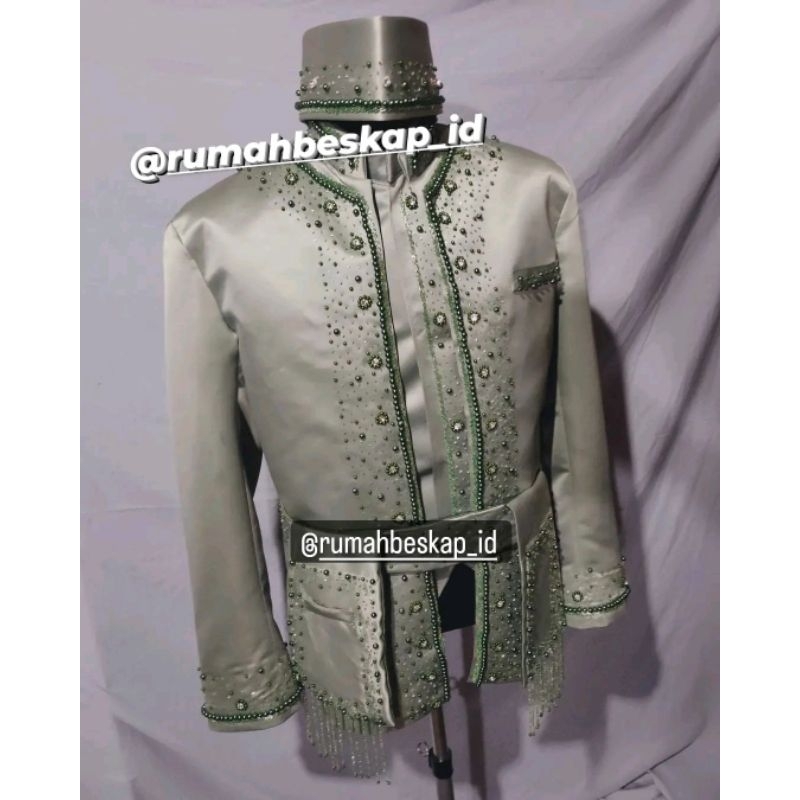 beskap pengantin sunda/beskap muslim model sunda hijau sage