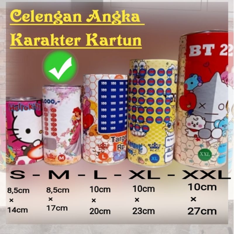 Celengan Angka Karakter Kartun Size M / Per Dus isi 16 Lusin