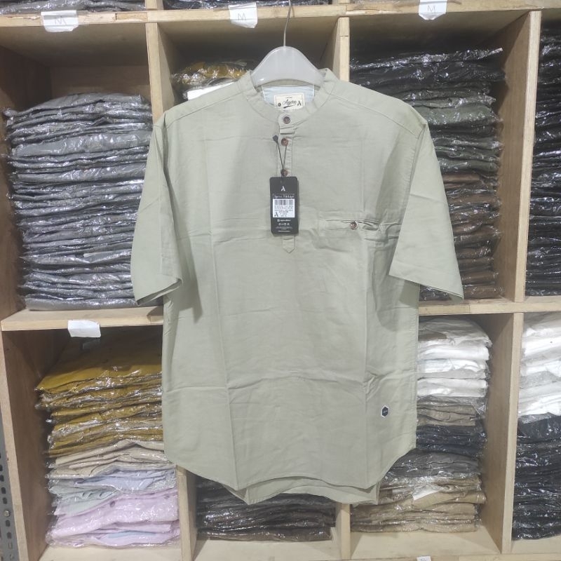 BAJU KEMEJA KOKO KEMKO PRIA LENGAN PENDEK DAN PANJANG SPESIAL SAGE GREEN