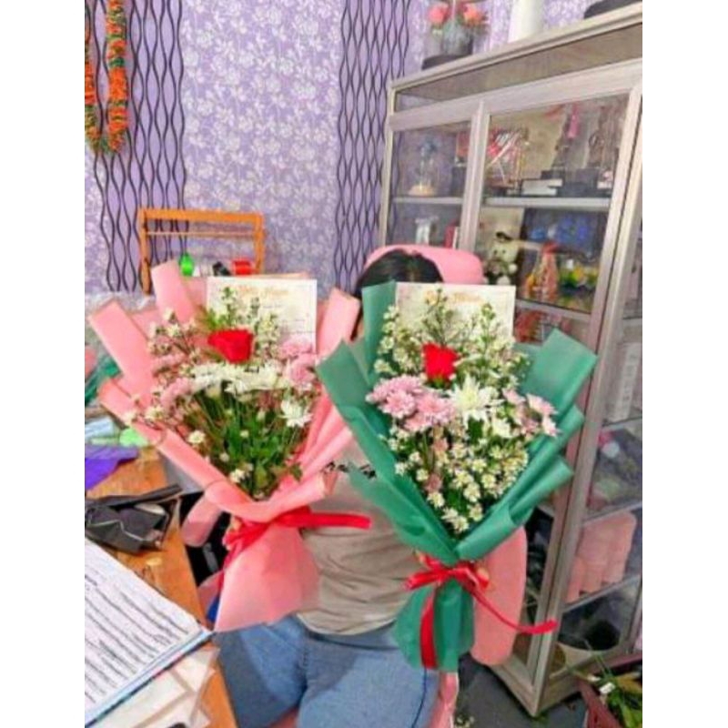 BOUQUET BUNGA ASLI FRESH FLOWER MURAH /BUKET WEDDING/BUKET LAMARAN/ GIFT KADO WISUDA