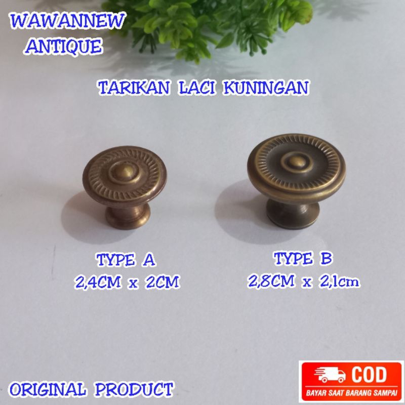 Handle / Tarikan Laci Lemari Jendela Pintu Rumah Antik Kitchen Set Knop Kuningan 2,8cm