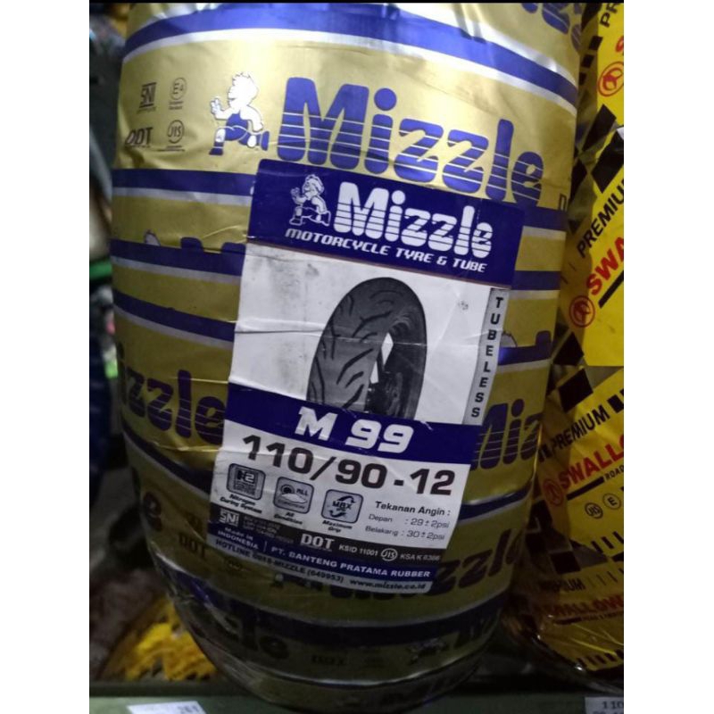 110 90 12 M99 BAN MOTOR LUAR TUBELESS MERK MIZZLE RING12