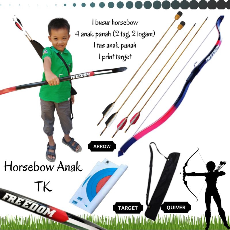 Busur Panah Horse Bow Horsebow Anak TK Paket Lengkap