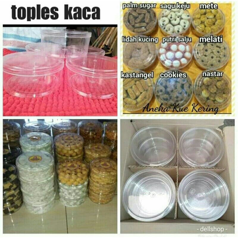 Toples plastik, toples kue kering, toples lebaran, toples kaca, toples plastik bening (1 lusin)