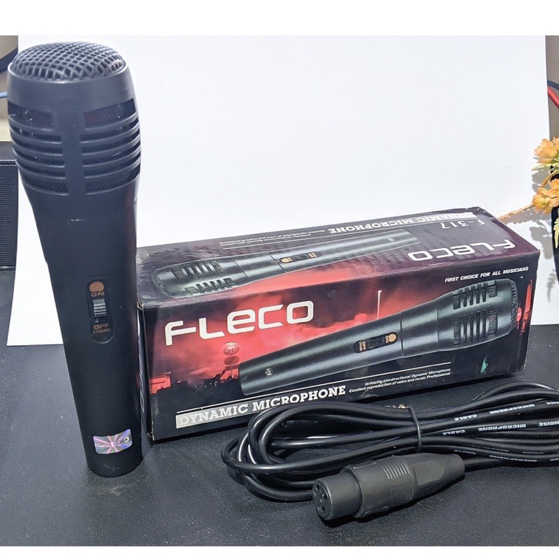 Microphone Kabel FLECO ORIGINAL F-317 Mikrofon Karaoke / Mic Mik Masjid / Mic Karaoke Professional Microphone