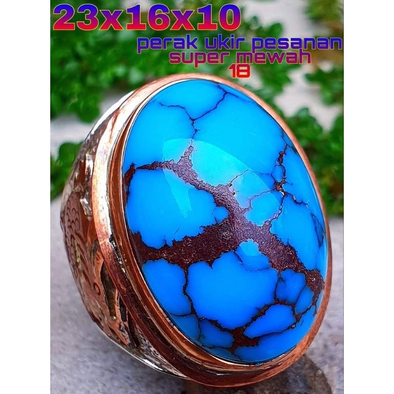 Cincin Batu Pirus Mesir Natural, Asli 100% Original Kualitas Super Istimewa