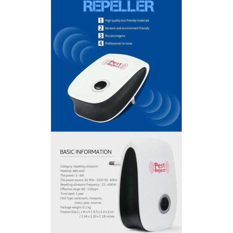 Pest Repeller Ultrasonic Alat Pengusir Nyamuk &amp; Hama Serangga - Ultrasonic Pengusir Serangga - Ultrasonic pengusir kecoa -