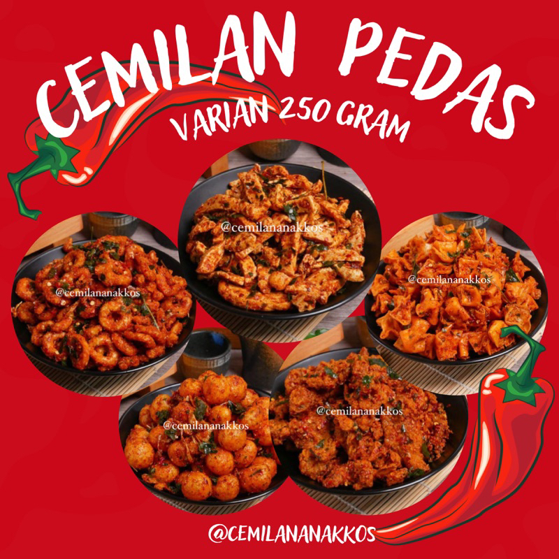 

CEMILAN PEDAS DAUN JERUK 250 GRAM PREMIUM‼️ BASRENG KULIT USUS MAKARONI SEBLAK CIMOL SIOMAY KERIPIK KACA CIRENG SINGKONG COMBRO ELOD RING UDANG MIE GULUNG MAWAR BANTET BABY CRAB‼️