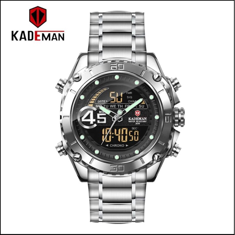 jam tangan kademan K9054 dual time rantai pria Analog-Digital