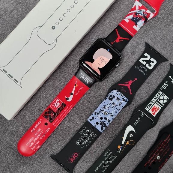 Strap Print silicone Apple Watch IWO HW 49 45 44 42 41 40 38 mm Tali Jam Tangan Sport Print Band iWatch Seri 1 2 3 4 5 6 7 8 9 SE ULTRA