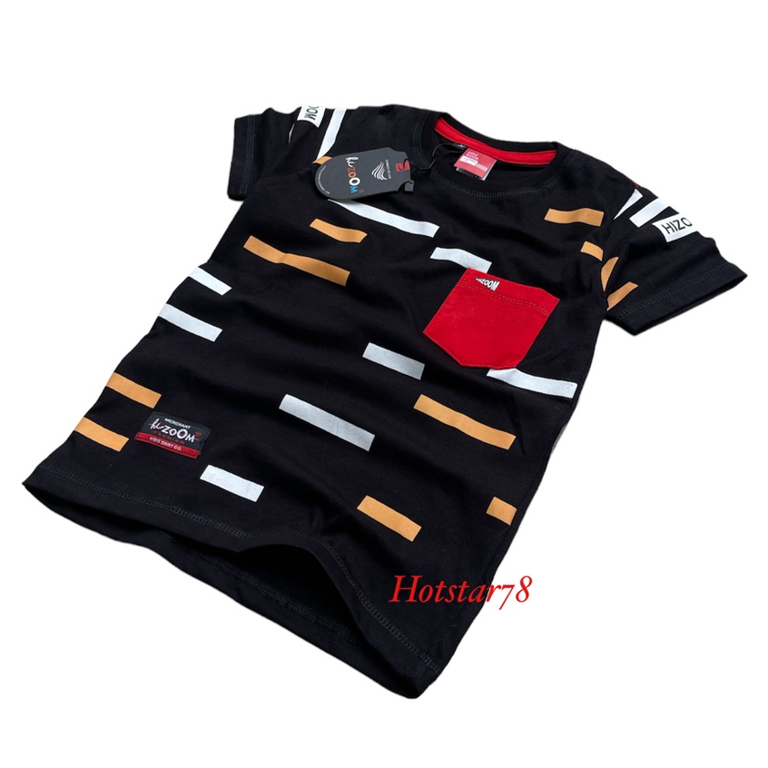 Baju Kaos Oblong Warna Hitam Anak Laki Laki Usia 1-12 Tahun Bahan Katun