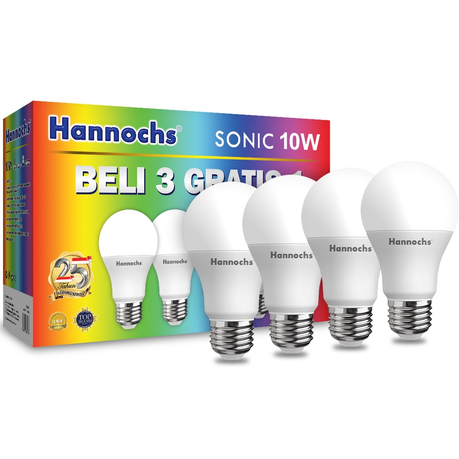 Hannochs Sonic PAKET 3 in 1 Bohlam Lampu LED 3-6-10-13 Watt Cool Daylight Putih BELI 3 BONUS 1