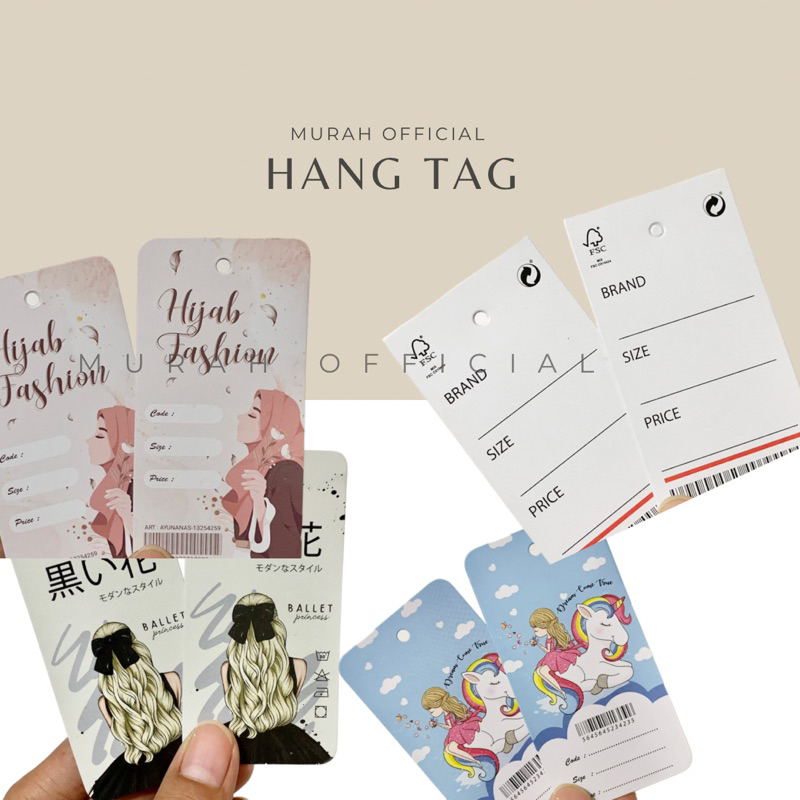 SALE hang tag baju label tag baju dan tali Hang tag barcode tag brand uniqlo zara hnm mango tag paka