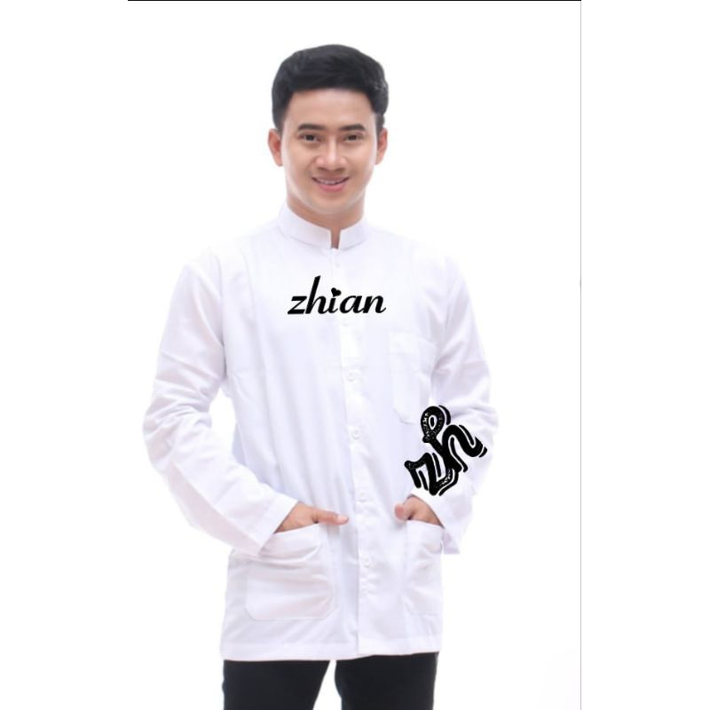 Baju koko  polos saku depan koko habaib model amu  koko  muslim pria