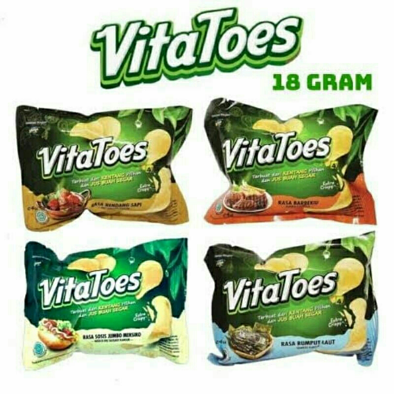 

Keripik Kentang Vitatoes cemilan / snack vita toes enak dan murah 1 Pak isi 10 Pcs