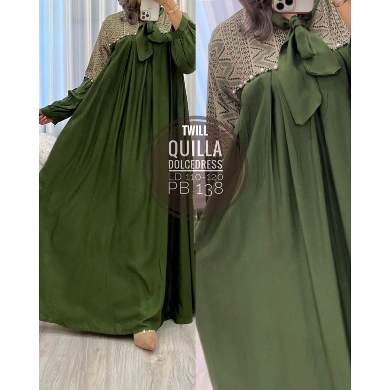 Daster Arab Dolce QUILLA Maxi Dress Organza Gamis Twill Premium Big Size