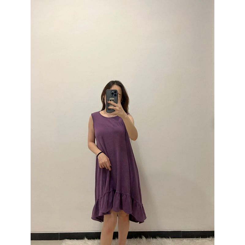 zara high low ruffle dress purple