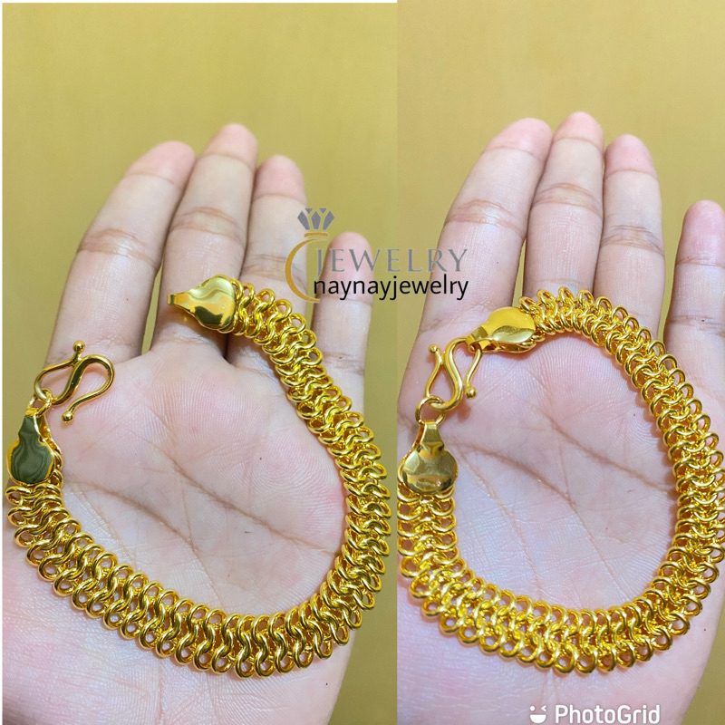 Gelang tangan jalin warna 24k