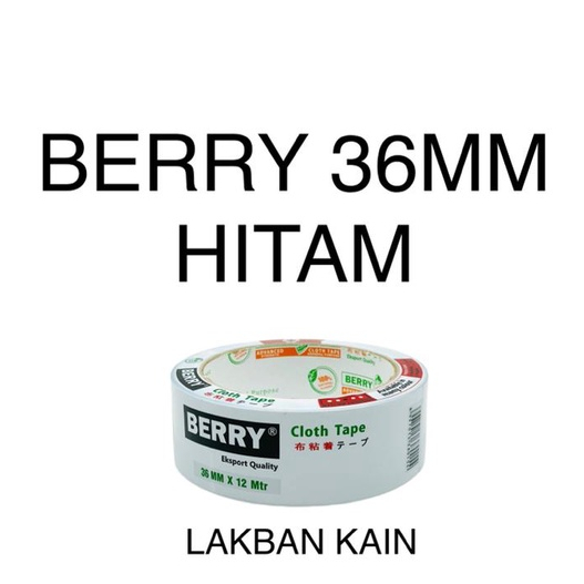 

LAKBAN KAIN HITAM Cloth Tape BERRY 36 MM / 1,5" / 1.5" Inch x 12 Meter Warna HITAM