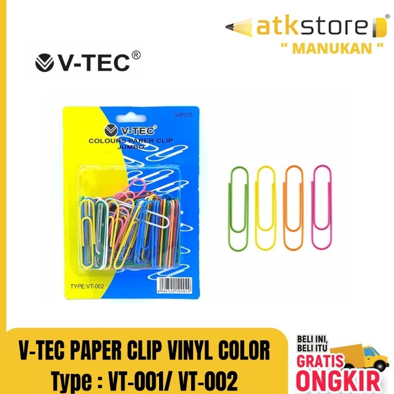 

Paperclip warna V-Tec || V-tec Paper Clip Vinyl Kecil ( VT-001 )/ Jumbo ( VT-002 ) PAPERKLIP WARNA