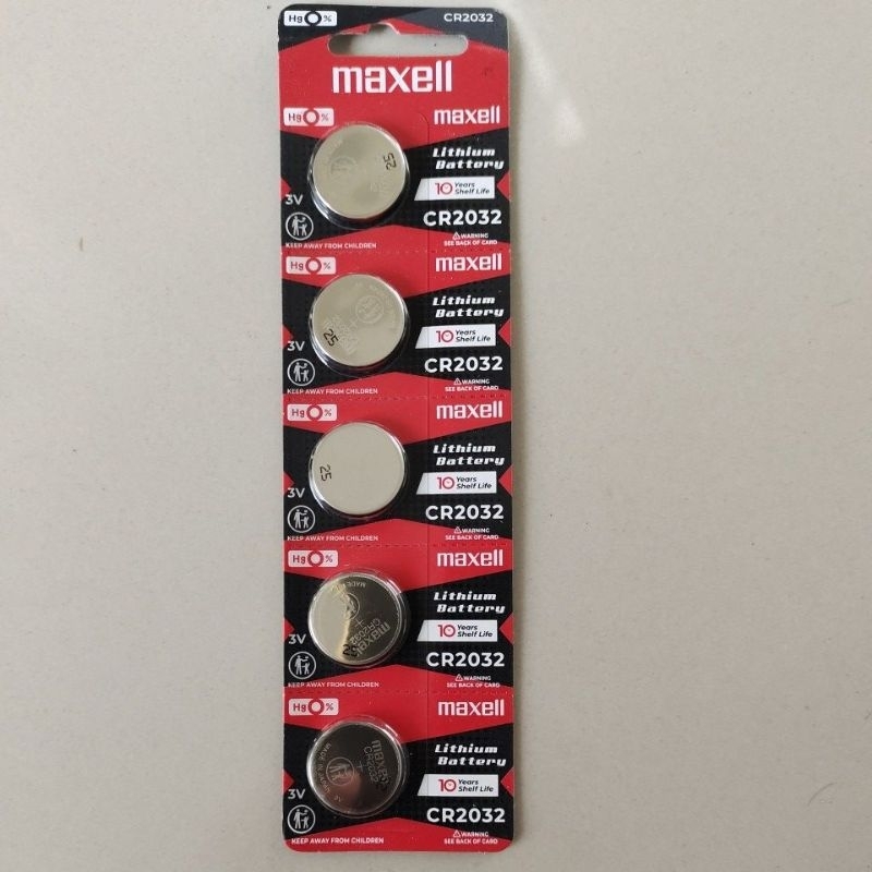 ( 5 BIJI) BATERAI KANCING KALKULATOR, JAM TANGAN MAXELL CR2032 ORI JEPANG