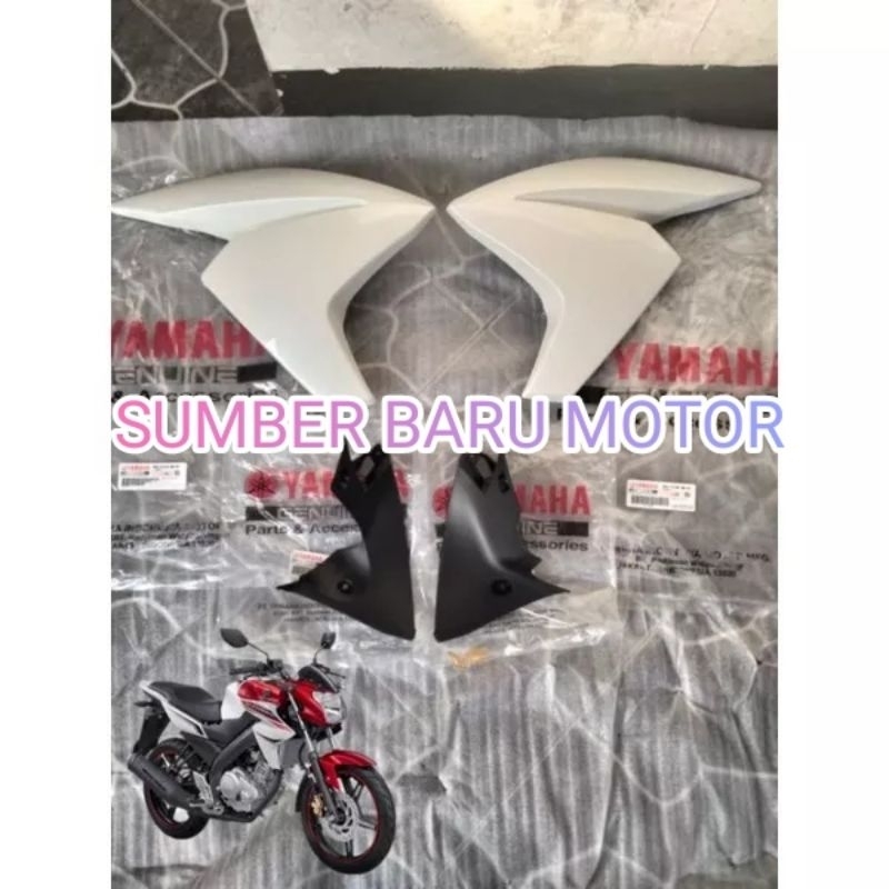 SCOOP AIR 1SET , SAYAP TANGKI , KUPINGAN TANGKI KIRI KANAN FULLSET YAMAHA VIXION NEW NVL PUTIH ORIGI