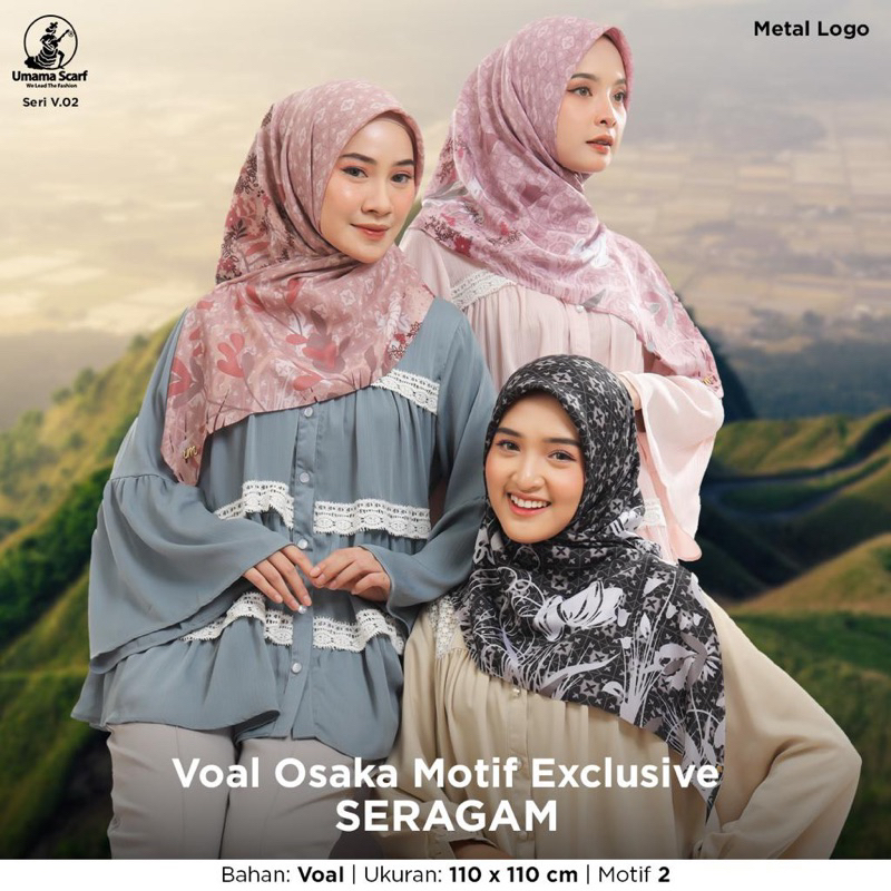 Jilbab Segi 4 Umama Metal Logo Voal Osaka Motif