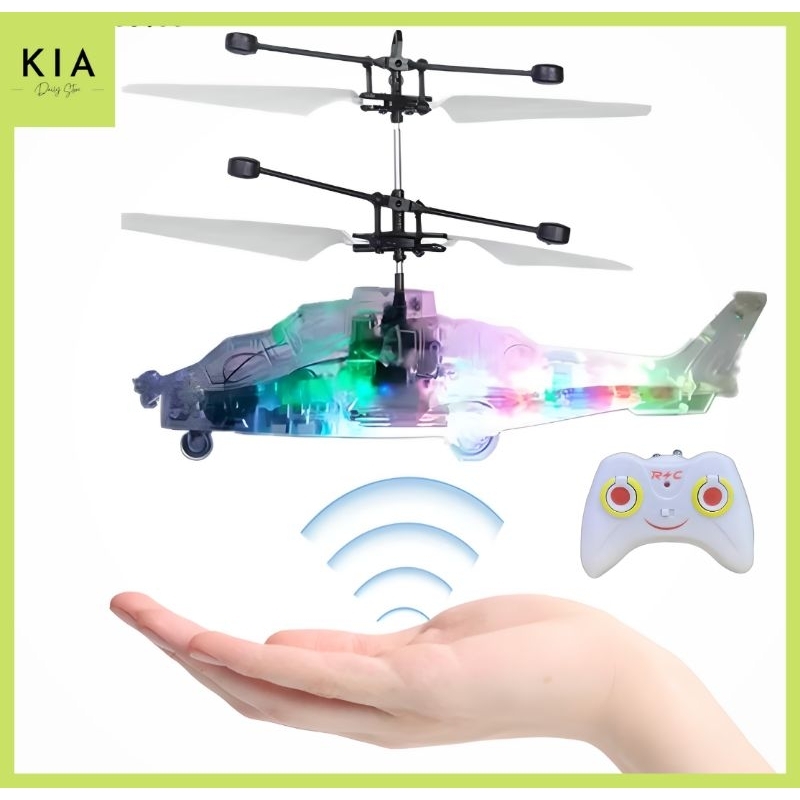 Mainan Anak Helikopter Remote Control Lampu LED Sensor Tangan Tahan Banting